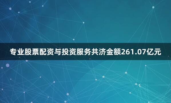 专业股票配资与投资服务共济金额261.07亿元